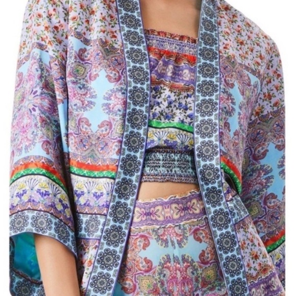 Alice + Olivia Multi pattern / color Floral Print Long Kimono Size Medium/large - Picture 2 of 9